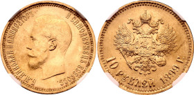 Russia 10 Roubles 1899 АГ NGC MS65