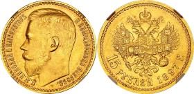 Russia 15 Roubles 1897 АГ R NGC MS62