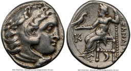 MACEDONIAN KINGDOM. Alexander III the Great (336-323 BC). AR drachm (18mm, 12h). NGC Choice VF. Posthumous issue of Colophon, ca. 310-301. Head of Her...