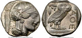 ATTICA. Athens. Ca. 440-404 BC. AR tetradrachm (25mm, 17.23 gm, 7h). NGC MS 4/5 - 4/5. Mid-mass coinage issue. Head of Athena right, wearing earring, ...