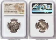 ATTICA. Athens. Ca. 440-404 BC. AR tetradrachm (23mm, 17.23 gm, 10h). NGC Choice AU 5/5 - 4/5. Mid-mass coinage issue. Head of Athena right, wearing e...