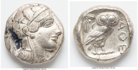 ATTICA. Athens. Ca. 440-404 BC. AR tetradrachm (24mm, 17.15gm, 11h). Choice VF. Mid-mass coinage issue. Head of Athena right, wearing earring, necklac...