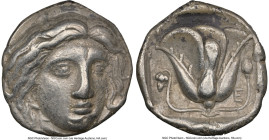 CARIAN ISLANDS. Rhodes. Ca. 316-305 BC. AR tetradrachm (24mm, 14.98 gm, 1h). NGC Choice VF 4/5 - 3/5. Head of Helios facing, turned slightly right, ha...