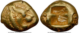 LYDIAN KINGDOM. Alyattes or Walwet (ca. 610-546 BC). EL 1/12 stater or hemihecte (8mm, 1.17 gm). NGC VF 5/5 - 3/5, countermarks, marks. Lydo-Milesian ...