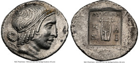 LYCIAN LEAGUE. Masicytes. Ca. 48-20 BC. AR hemidrachm (16mm, 1.79 gm, 12h). NGC Choice XF 4/5 - 3/5. Series 4. Head of Apollo right, wearing taenia / ...