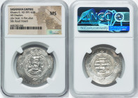 SASANIAN EMPIRE. Khusru II (AD 591-628). AR drachm (32mm, 3h). NGC MS. Bust of Khusru II right, wearing mural crown with frontal crescent, two wings, ...