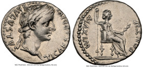 Tiberius (AD 14-37). AR denarius (18mm, 3.74 gm, 7h). NGC Choice VF 5/5 - 3/5, brushed. Lugdunum, ca. AD 14-17. TI CAESAR DIVI-AVG F AVGVSTVS, laureat...
