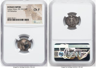 Lucius Verus (AD 161-169). AR denarius (17mm, 6h). NGC Choice Fine. Rome, December AD 163-December AD 164. L VERVS AVG-ARMENIACVS, bare head of Lucius...