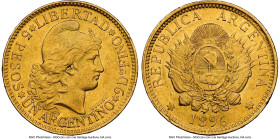 Republic gold 5 Pesos (Argentino) 1896 AU58 NGC, KM31, Fr-14. Last year of type. HID09801242017 © 2024 Heritage Auctions | All Rights Reserved