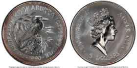 Elizabeth II 3-piece Lot of Certified Assorted Issues PCGS, 1) Australia "Kookaburra" 5 Dollars 1990 - MS67, Perth mint, KM189 2) Cook Islands "Ferrar...
