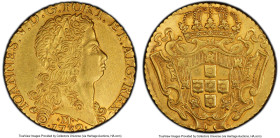 João V gold "West Indies Imitation" 12800 Reis 1732-M XF45 PCGS, Cf. KM139. 23.51gm. The sole example of the type graded by PCGS. HID09801242017 © 202...