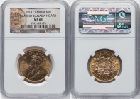 George V gold 10 Dollars 1914 MS63 NGC, Ottawa mint, KM27, Fr-3. Bank of Canada Hoard. HID09801242017 © 2024 Heritage Auctions | All Rights Reserved