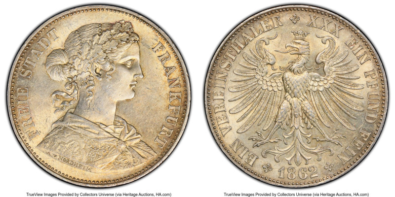 Frankfurt. Free City Taler 1862 MS61 PCGS, KM370, Dav-652. HID09801242017 © 2024...