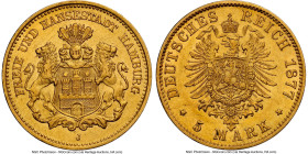 Hamburg. Free City gold 5 Mark 1877-J AU58 NGC, Hamburg mint, KM605. HID09801242017 © 2024 Heritage Auctions | All Rights Reserved