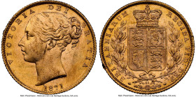 Victoria gold "Shield" Sovereign 1871 MS63 NGC, KM736.2, S-3853B. Die #31. HID09801242017 © 2024 Heritage Auctions | All Rights Reserved