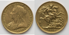 Victoria gold 2 Pounds 1893 XF (Altered Surfaces, Ex. Jewelry), KM786, S-3873. One year type with a mintage of 52,000. 28.4mm. 15.92gm. HID09801242017...