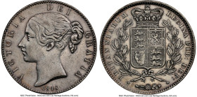 Victoria Crown 1845 AU Details (Cleaned) NGC, KM741, S-3882. Young head. Cinquefoil stops and Anno VIII on edge. HID09801242017 © 2024 Heritage Auctio...