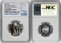 Charles III silver Colorized Proof "Han Solo & Chewbacca" 50 Pence 2024 PR70 Ultra Cameo NGC, Mintage: 12,510. Star Wars series. First Releases. HID09...