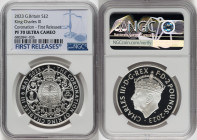 Charles III silver Proof "Royal Arms - King Charles III Coronation" 2 Pounds (1 oz) 2023 PR70 Ultra Cameo NGC, Mintage: 18,660. First Releases. HID098...