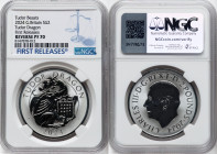 Charles III Pair of Certified silver Proof "Tudor Beasts - Tudor Dragon" 2 Pounds 2024 NGC, 1) 2 Pounds (1 oz) - Reverse Proof PR70. First Releases 2)...