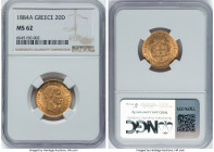 George I gold 20 Drachmai 1884-A MS62 NGC, Paris mint, KM56. HID09801242017 © 2024 Heritage Auctions | All Rights Reserved