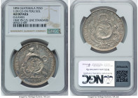 Republic 3-Piece Lot of Certified Counterstamped Pesos 1894 NGC, 1) 1/2 Real counterstamped (UNC Standard) on (host) Peru Republic Sol 1868-YB AU Deta...