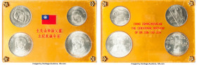 Taiwan. Republic "Sun Yat-Sen - Centennial of Birth" Multiple Yuan Mint Set Year 45 (1965) UNC, 1) Silver 100 Yuan, KM-Y540. ASW 0.5356 oz 2) Silver 5...