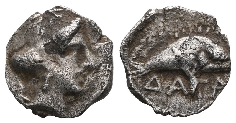 Greek PAPHLAGONIA. Sinope. Datames, circa 370-360 BC. Obol . Head of the nymph S...