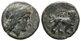 GREEK Ionia. Miletos circa 350-325 BC. Bronze Æ . Laureate head of Apollo right / Lion standing right, head left; star above.
 Weight: 2,9 gr Diamete...