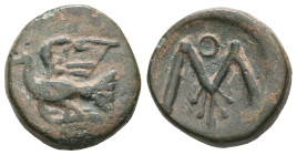 SIKYONIA, Sikyon. Circa 365/45-335/0 BC. Æ Dove flying left / Large letter san, with palmette, oriented vertically. Warren, Bronze 2.1; BCD Peloponnes...