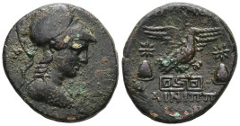 GREEK COINS, Phyrigia, Apamea (struck after 133 BC),2h. Bust of Athena facing left, wearing a crested Corinthian helmet and an aegis. Rev. A Π AME Ω N...