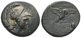 GREEK COINS, Phyrigia, Apamea (struck after 133 BC),2h. Bust of Athena facing left, wearing a crested Corinthian helmet and an aegis. Rev. A Π AME Ω N...