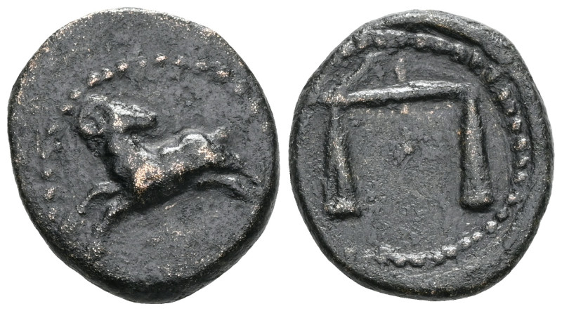 Greek Coins. Middle East, uncertain mint. Bronze, 3rd century BC . Ram leaping l...