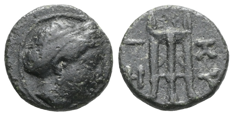 Greek MYSIA. Kyzikos. (Circa 3rd century BC). AE Bronze Obv: Head of Kore Soteir...