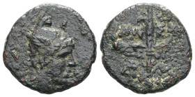 PONTUS, Amisos . Circa 85-65 BC. Æ 14mm . Head of Perseus right, wearing a winged Phrygian helmet / AMI-SOU, winged harpa; monogram right. SNG BMC Bla...