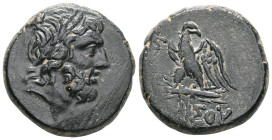 Pontos, Amisos (80-70 BC) AE (Bronze, Pontos, Amisos (80-70 BC) AE  Obv: Laureate head of Zeus right. Rev: Eagle standing over thunderbolt, monogram t...