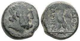Greek coins Unidentified Greek AE coin (Bronze) Obv: Zeus head right, Rev: … ΣΩΤΗΡ, eagle, star in field
 Weight: 6,2 gr Diameter: 16 mm