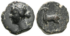 Greek KINGS OF CAPPADOCIA. Ariarathes X Eusebes Philadelphos (?), 42-36 BC. Dichalkon (Bronze), Eusebeia. Draped bust of Artemis to left, with quiver ...