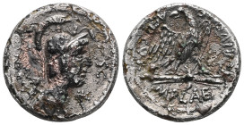 Roman Republican M. Plaetorius Cestianus. Denarius (Silver and Bronze). 67 B.C. BC Rome. Obv: CESTIANVS / S C. Draped bust of a deity on the right wit...