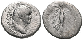 CAPPADOCIA, Caesarea-Eusebia. Vespasian. AD 69-79. AR Didrachm Struck AD 76-77. Laureate head of Vespasian right / Nike advancing right, holding wreat...