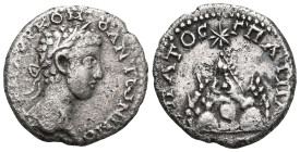 CAPPADOCIA, Caesaraea-Eusebia. Commodus, 177-192. Didrachm (Silver), 181-182. AVT M AVP KOMO ANTWNINOC CЄ Laureate head of Commodus to right. Rev. VΠA...
