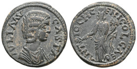 ROMAN PROVINCIAL PISIDIA. Antioch.Julia Domna. 193-217 AD. AE Bronze.IVLIA AVGVSTA, draped bust of Julia Domna right / ANTIOCHE GEN COL CA, Tyche stan...
