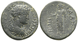 Roman Provincial Hadrian (117-138). Lydia, Sala. Æ . Laureate, draped and cuirassed bust r. R/ Zeus standing l., holding eagle and sceptre
 Weight: 7...
