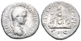 Caracalla AR Drachm of Caesarea, Cappadocia. Year 5 of Septimius Severus (= 197). Draped and cuirassed bust r. / Mt. Argaeus; date in exergue.
 Weigh...