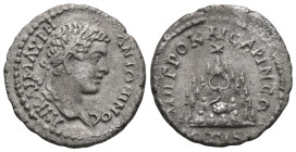 Caracalla AR Drachm of Caesarea, Cappadocia. Year 16 = AD 208. Laureate head right / Mount Argaeus with star on peak, date in exergue. ,
 Weight: 2,5...