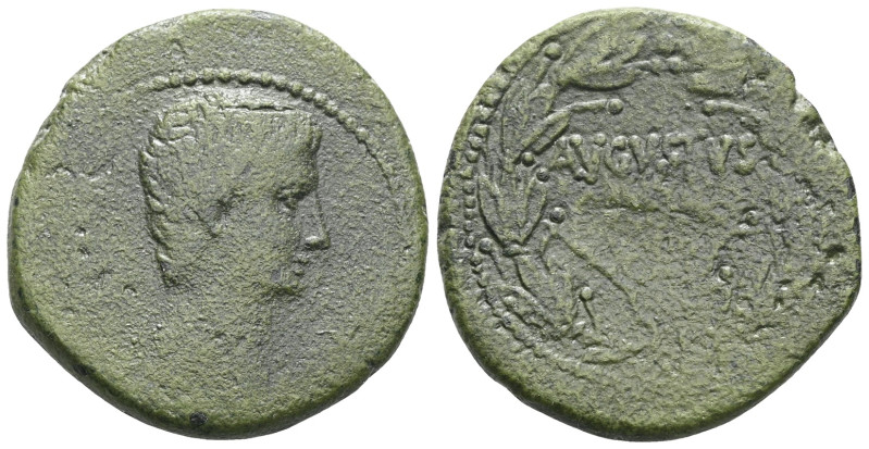 Augustus 27-14 BC. Antiochia Bronze Æ Bare head right; CAESAR behind / AVGVSTVS ...