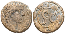 Roman Imperial & Provincial SYRIA, Seleucis and Pieria. Antioch. Tiberius, 14-37. (Bronze), 31-32 AD. TI CAESAR AVG TR POT XXXIII Laureate head of Tib...