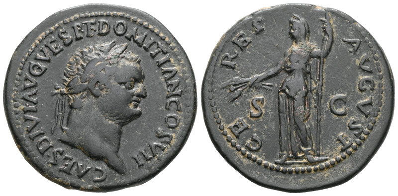 Domitian, 81-96. Dupondius, Rome, 80-81. CAES DIVI AVG VESP F DOMITIAN COS VII L...