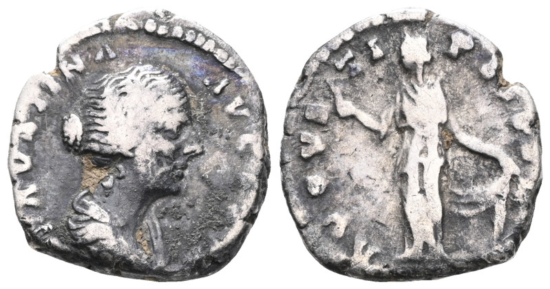 Faustina, AR Denarius, head right, rev. avgvsta, Venus standing left holding app...