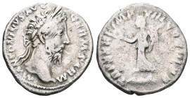 Marcus Aurelius AR Denarius.Marcus Aurelius AR Denarius. Rome, AD 161-180. Laureate head right / Victoria advancing left, holding wreath and trophy. R...